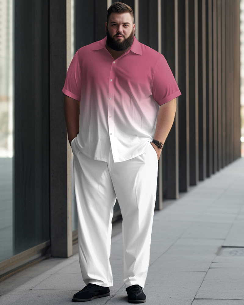 Holiday Gradient Printed Oversized Men's Short Sleeved Shirt Set