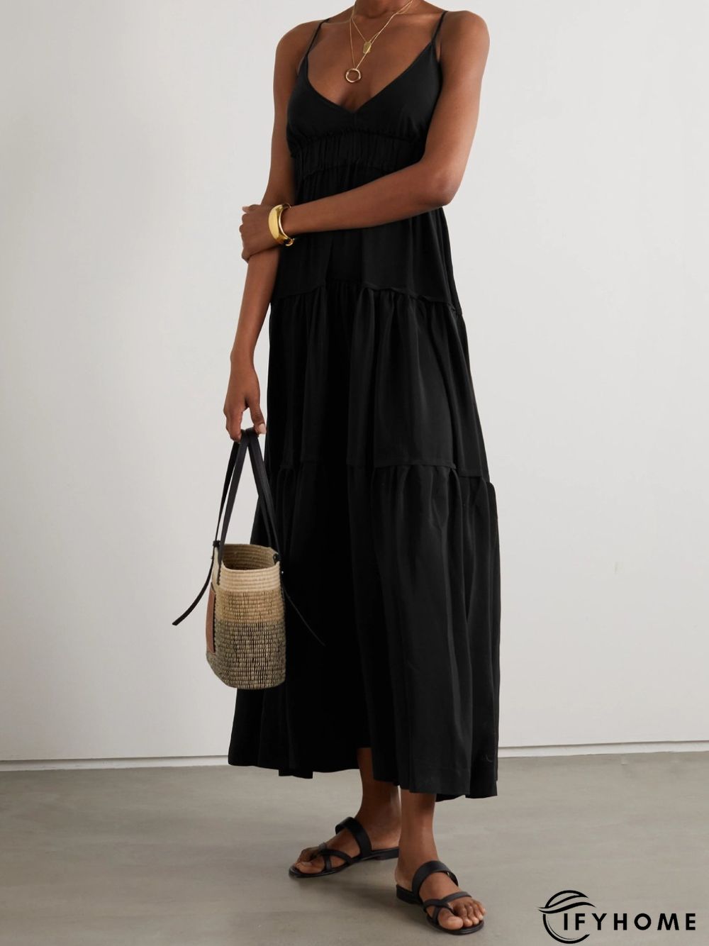 Casual Sleeveless V Neck Plus Size Dress | IFYHOME