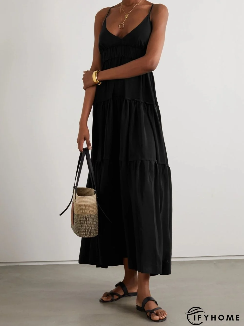 Casual Sleeveless V Neck Plus Size Dress | IFYHOME