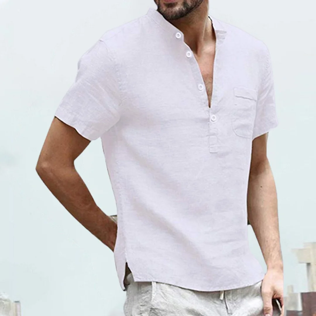 Smiledeer Men's summer breathable linen casual short sleeves