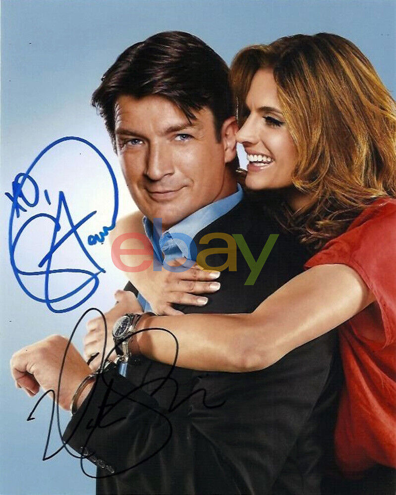 Stana Katic & Nathan Fillion Castle Signed 8x10 Autographed Photo Poster painting reprint