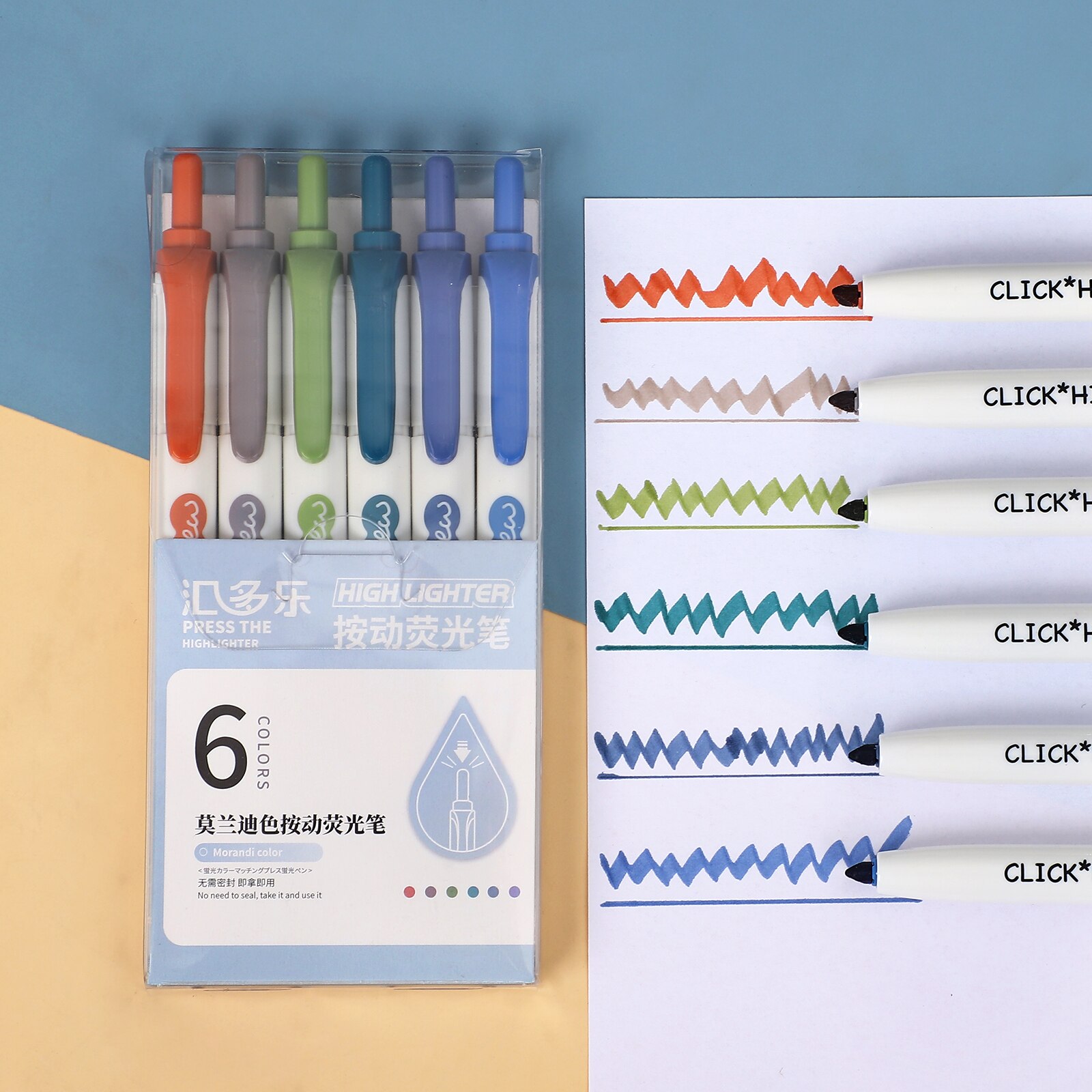 JOURNALSAY  6 Pcs/Set Push Highlighter Morandi Macaron Color Vintage