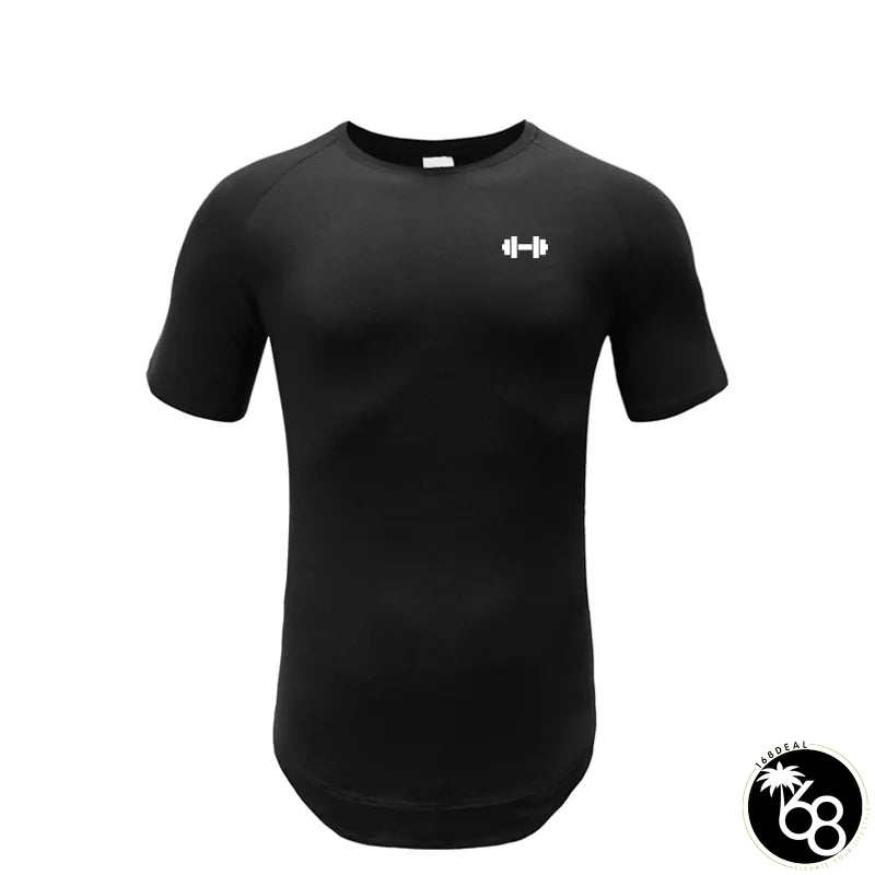 Men's O-Neck Short Sleeve Quick Dry Compression Gym Wear Shirt | 168DEAL