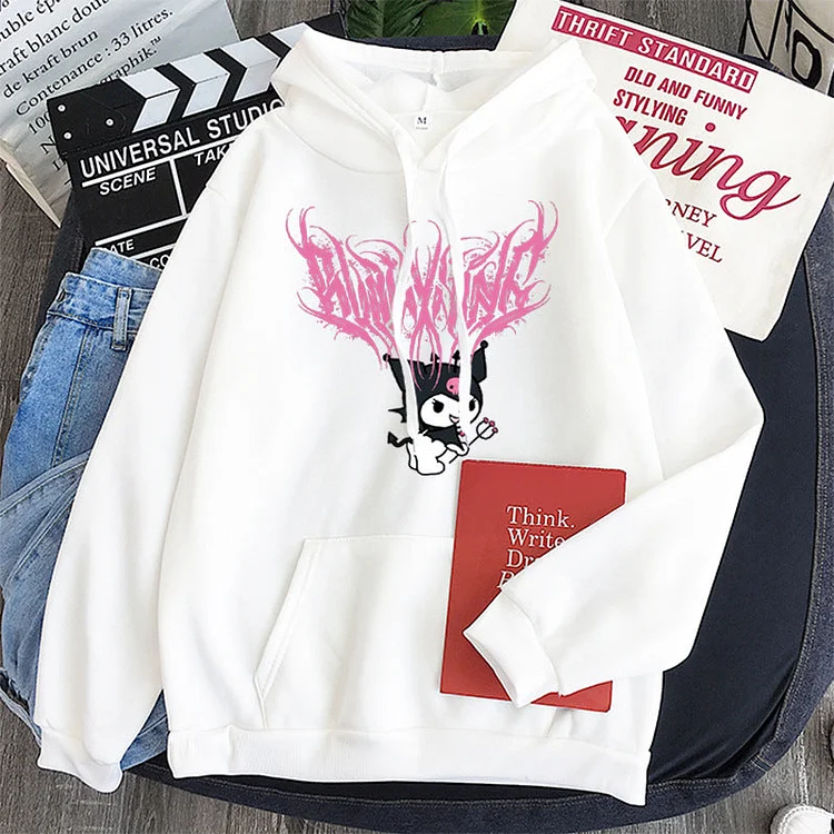 Kuromi Hoodie Autumn Winter Retro Harajuku Clow M Hip-Hop Pullover