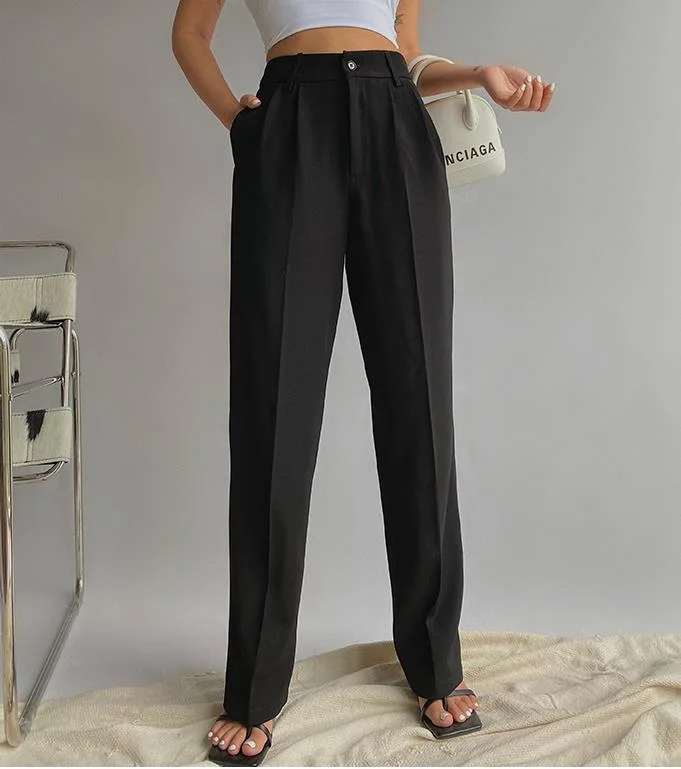 Spring New Office Lady High Quality Elegant Casual Fashion Wide Leg Women Female Pants Hot Sales
