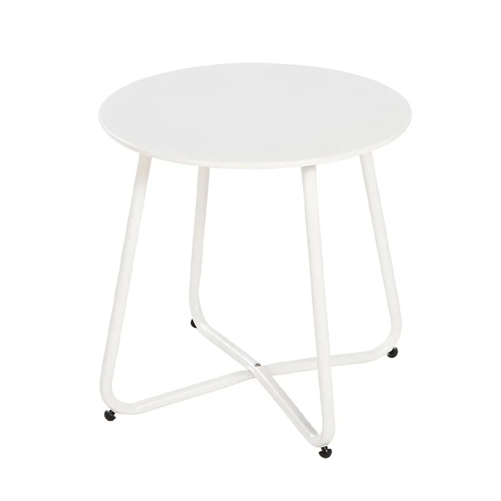 Steel Patio Side Table, Weather Resistant Outdoor Round End Table 