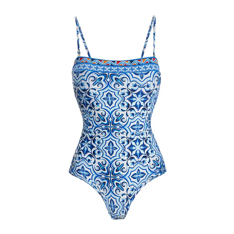 Printed One Piece Swimsuit and Sarong