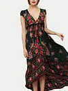 Beautiful Bohemia Floral-Print Cap Sleeve Deep V Neck Elastic Waist Maxi Dress