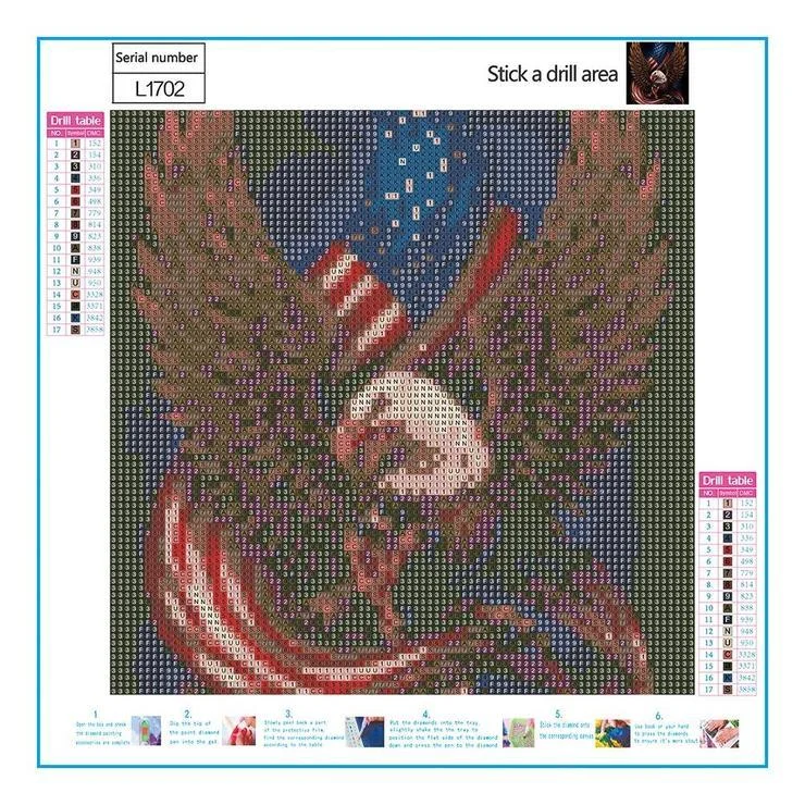 Diamond Painting - Full Round Drill - Eagle Flag(30*30cm)