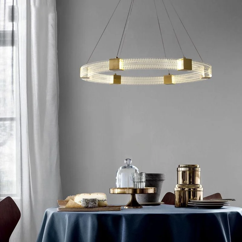 Light Luxury All Copper Living Room Chandelier Modern Simple Ring Shape