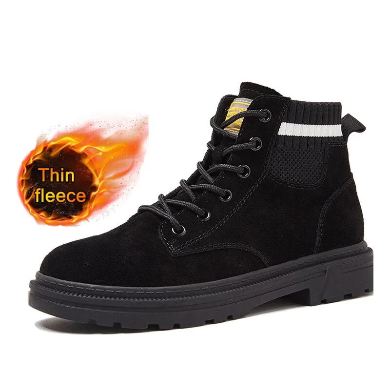 Platform Boots Women 2021 Winter Cow Suede Leather  Short Boots Warm Plush Ladies Shoes Autumn Fashion Chunky Boots Botas Mujer