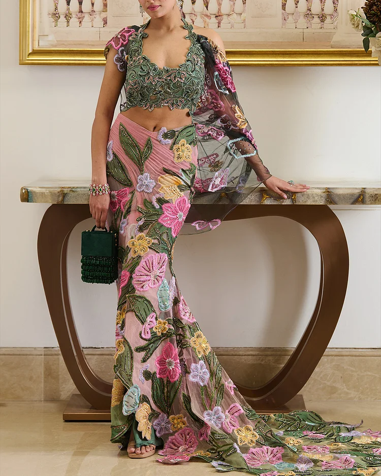 Women's Embroidered Mesh Sleeveless Dress
