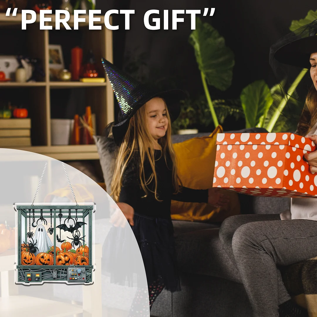 2D Flat DIY Hanging Diamond Art Kits DIY Home Decor Hanging Charm (Halloween)