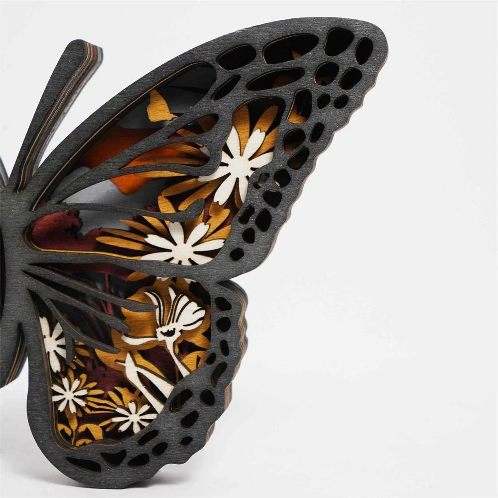 Purexcellent&trade; New creative home desktop wood carving butterfly crafts ornaments
