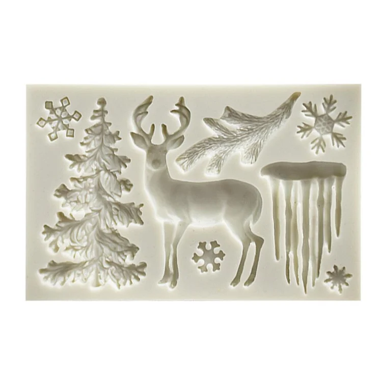 Christmas Tree Elk Snowflake Mould DIY Fondant Baking Cake Decoration Mold gbfke