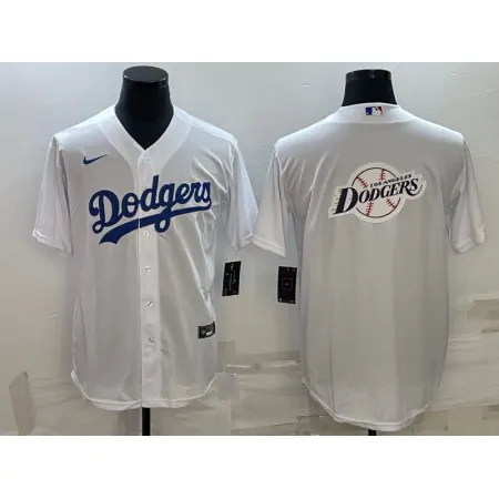 Men's Los Angeles Dodgers White Team Big Logo Cool Base Stitched Baseball Jersey TDOW
