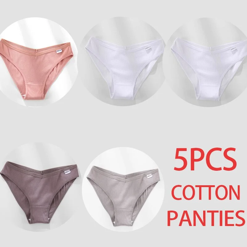 5PCS/Set Women Panties Cotton Underwear Female Panties Solid Color Underpants Sexy Lingerie Pantys for Woman Briefs Intimates
