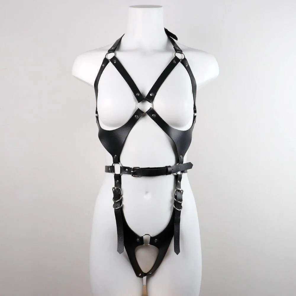 Fashion Sexy Full Body Harness Bondage Lingerie Women Punk Leather Harness Bra Goth Accessories Chest Suspenders Clothing Adult 1108-1