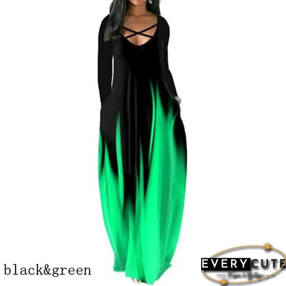 Womens loose dress bohemian holiday prom kaftan maxi oversized tunic kleid floral cotton