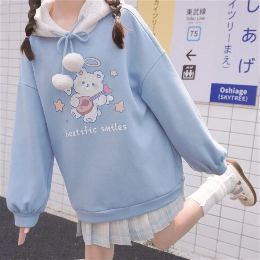 Harajuku Kawaii Bear Teen Girls Hoodie Sweater SP16472