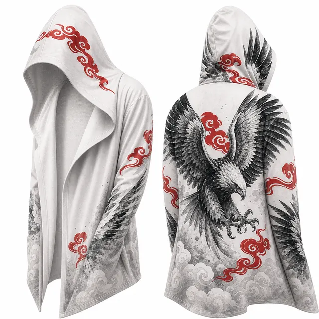 Techwear Japanese Temple Gate Hooded Cloak Jacket