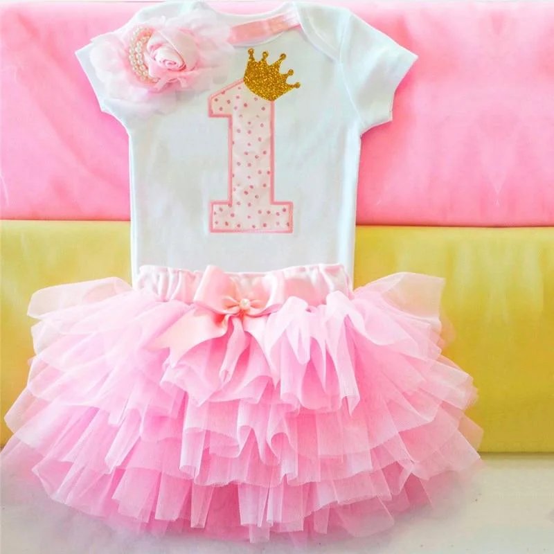 Flower Girls First Birthday Dress Gift Tutu Baby Infant Christening Cake Dresses for Party Kids 1 Year Baby Girl Birthday Dress
