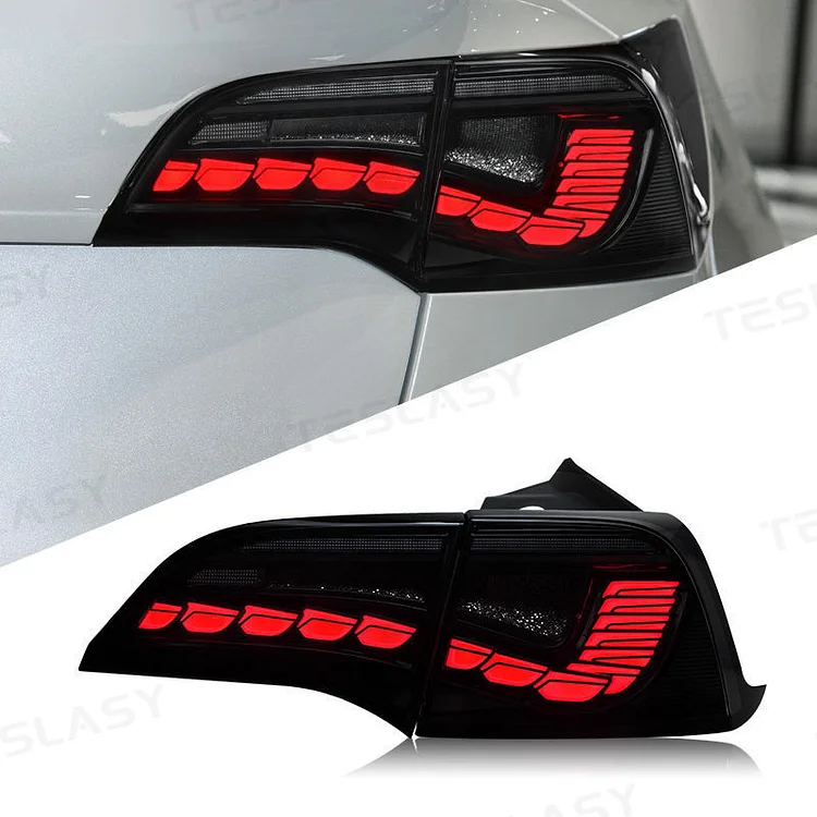 TESLASY Tesla Model 3/Y Dragon Scale LED Tail Lights with Sequential Turn Signal