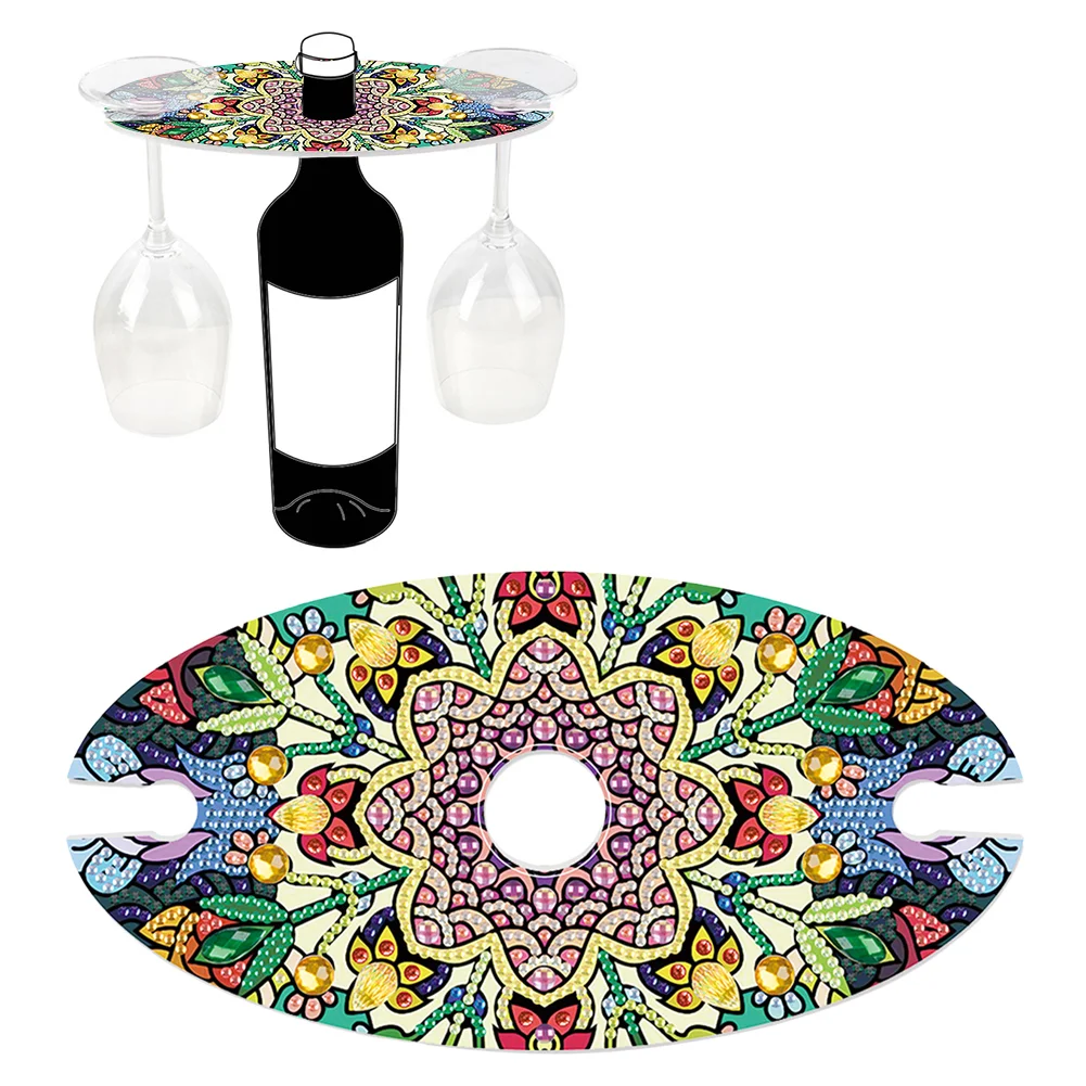 DIY Mandala Art Special Shape Acrylic Diamond Art Wine Bottle Holder for Bar