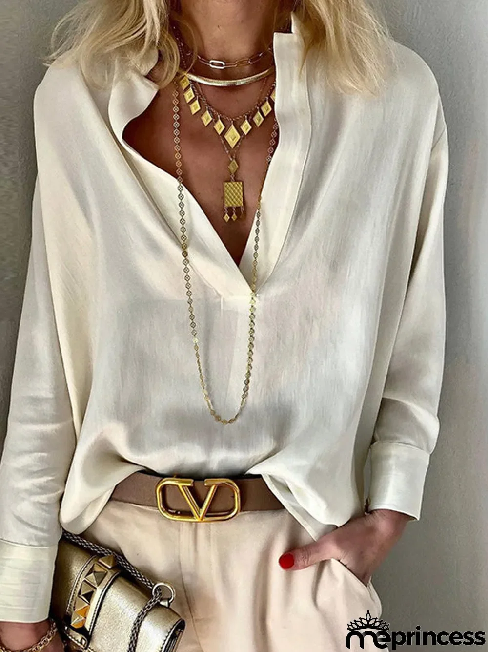 Women Long Sleeve T-shirt Neck Solid Color Tops