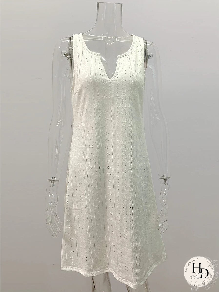 Sleeveless Cotton Linen Midi Dress for Women