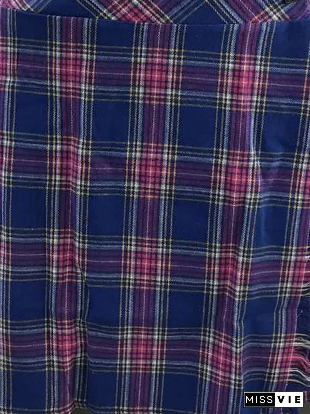 Casual Buttoned Checkered/plaid Vintage Skirt