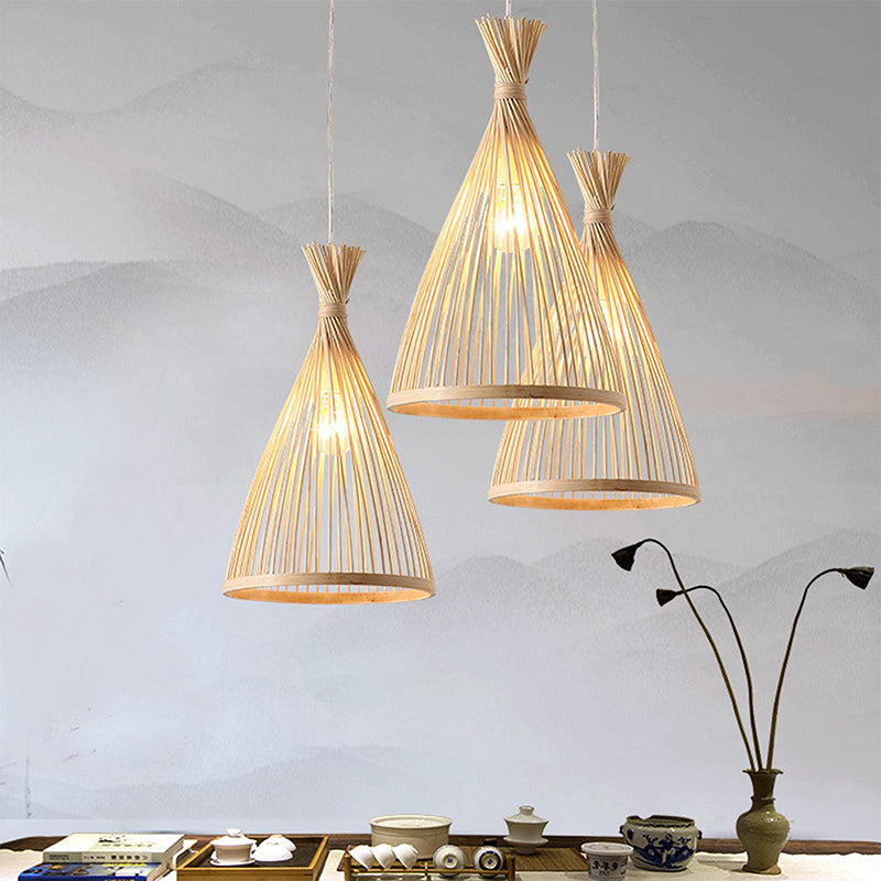 Funnel Bamboo Pendant Light Fixture