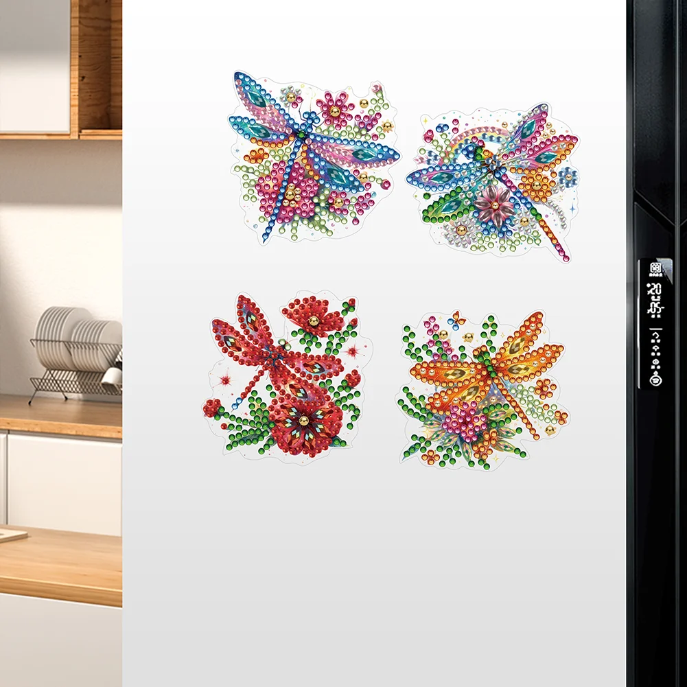 6Pcs DIY Dragonfly Diamond Painting Fridge Magnetic Sticker for Adults