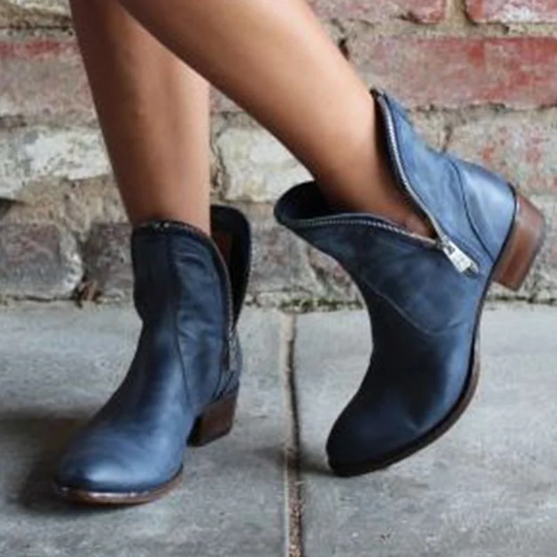 Women's Fashion Low Heel Ankle Boots