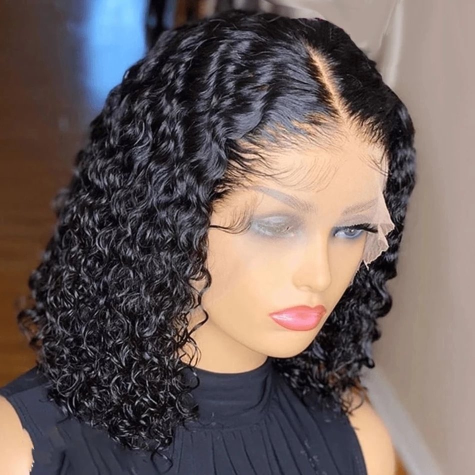 13x4 Short Bob Lace Frontal Human Hair Wigs Brazilian Deep Curly Lace Front Wigs Jerry Curl Wet Wavy 5x5 Lace Closure Wig 180% US Mall Lifes