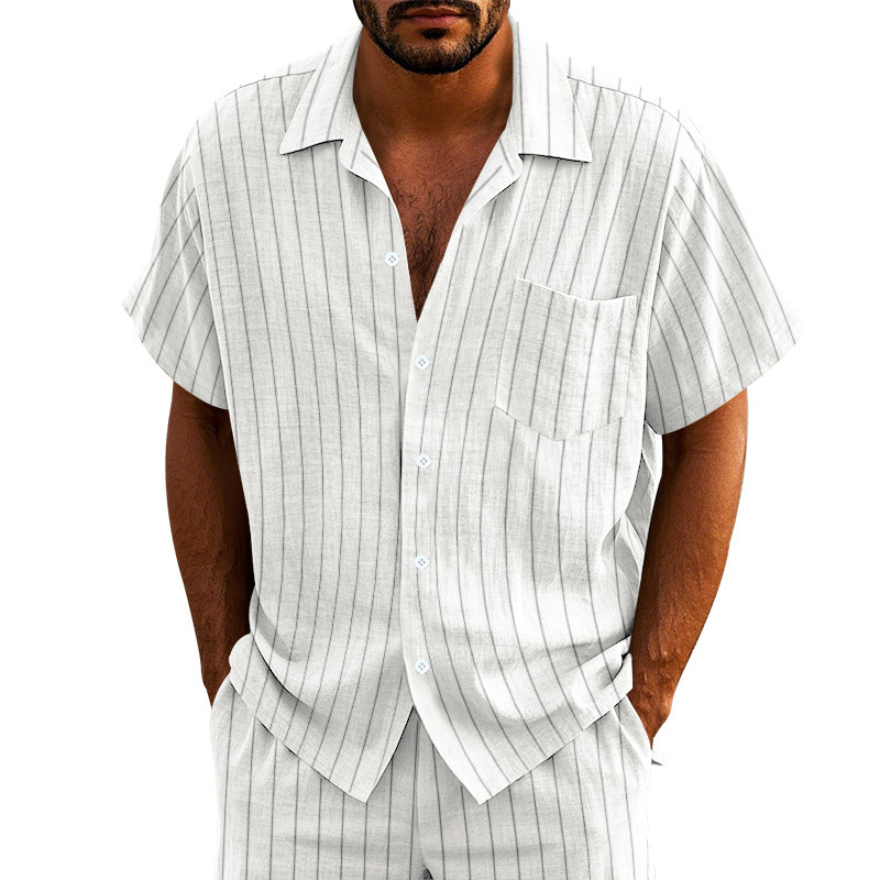  Striped Short-Sleeve Shirt for Men - Stylish and Comfortable Summer Wear