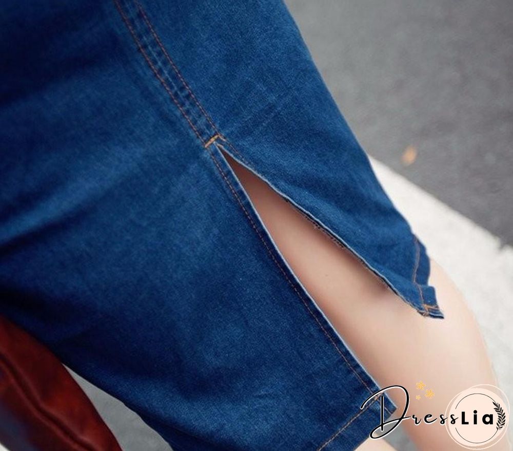 Women Denim Dress Winter Office Slim Big Size Jeans Mid-Cuff Dress Cowboy Dress With Belt For Women Jeans Dress Plus Size
