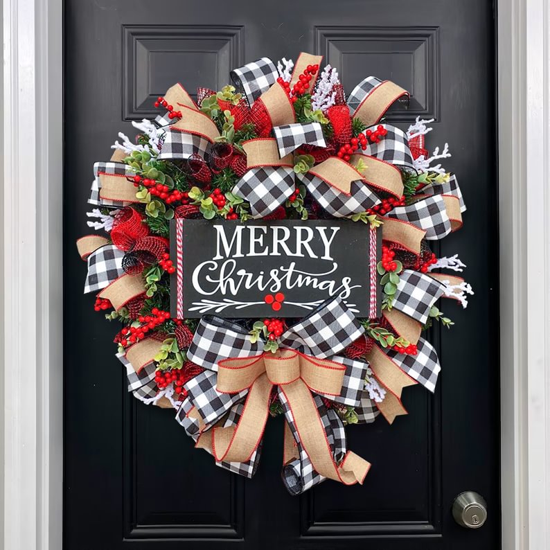 [🌲Christmas Special Price] 💖Buffalo Check Christmas Wreath🔥