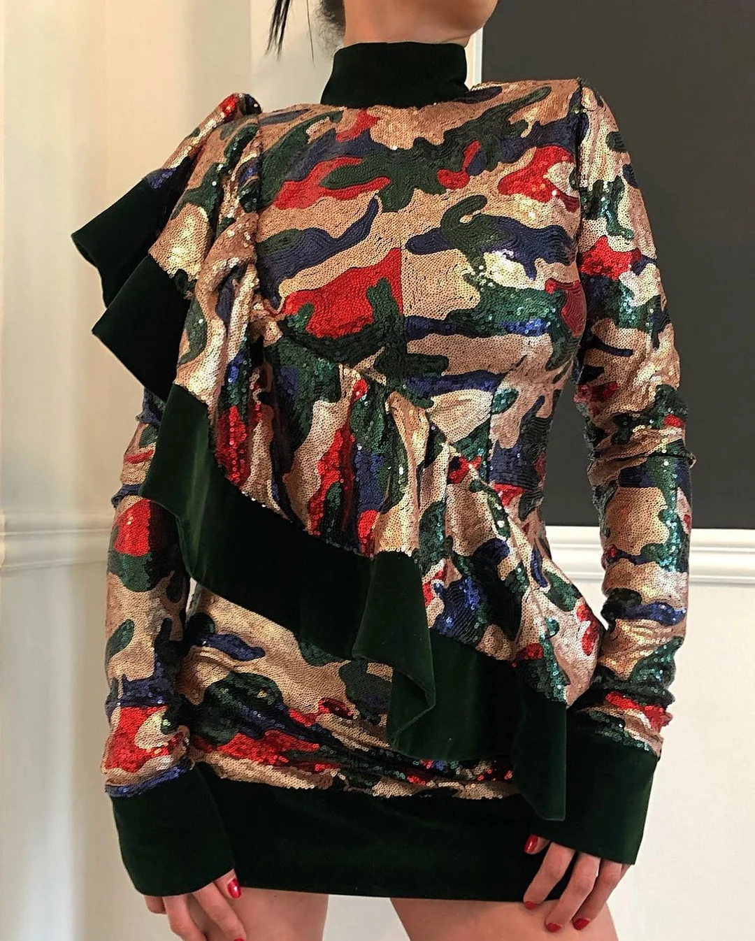 Military Material Short Dress
