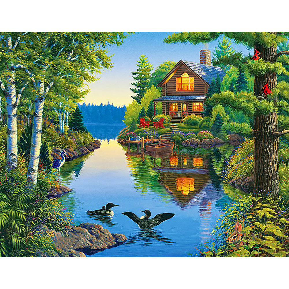 

50*40CM - Round Drill Diamond Painting - Cottage, 501 Original