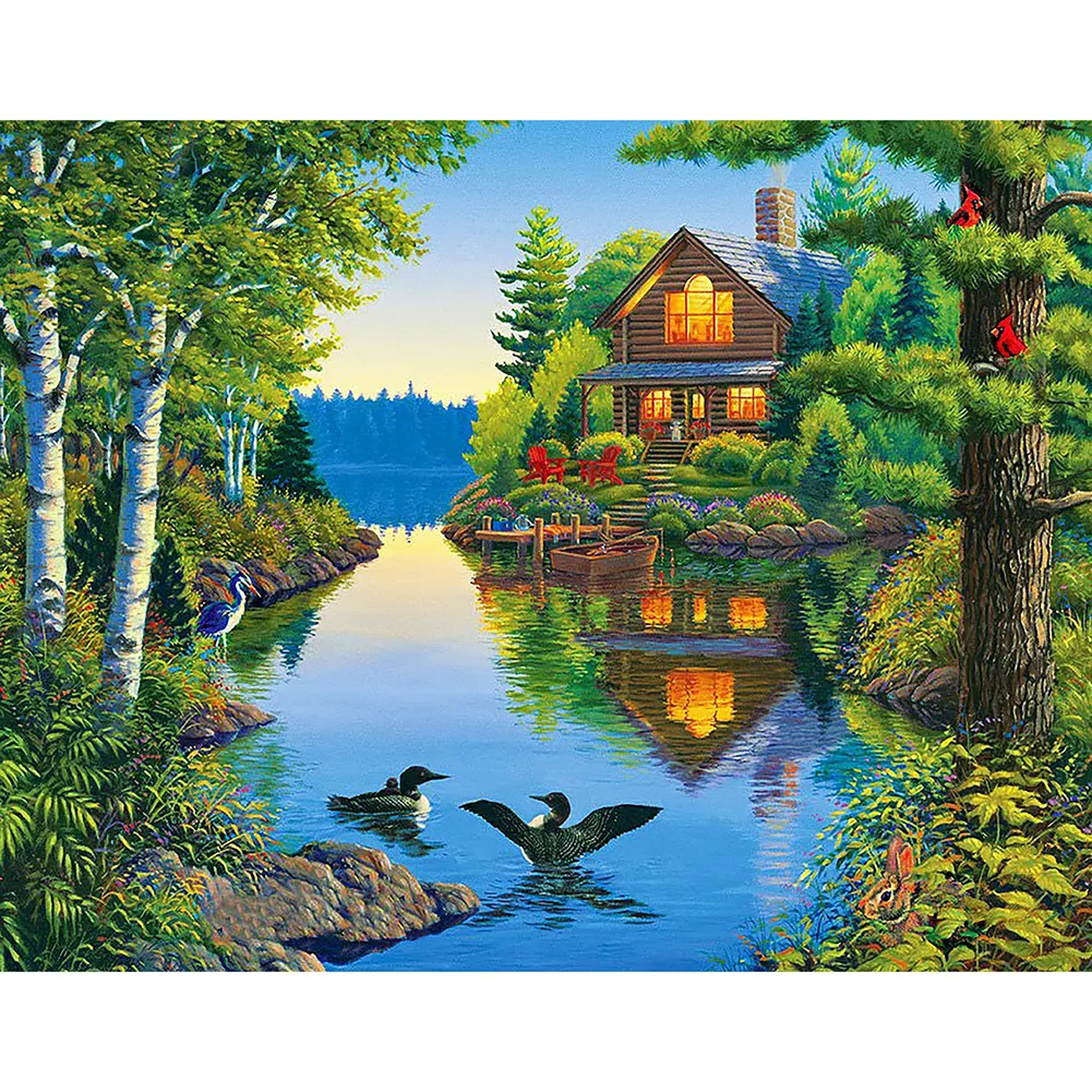 Diamond Painting - Full Round - Cottage Landscape（50*40cm）