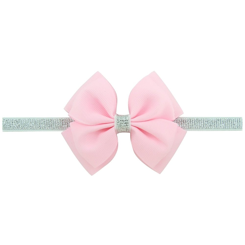 1 piece Sweet Color Kids Bow Headband Silver Ribbon Bows with Thin Hairband Photography Props Girls Bow Tiara Headwrap 724