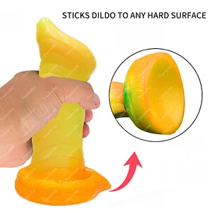 S-Shaped Yellow Tentacle Silicone Dildo for Women