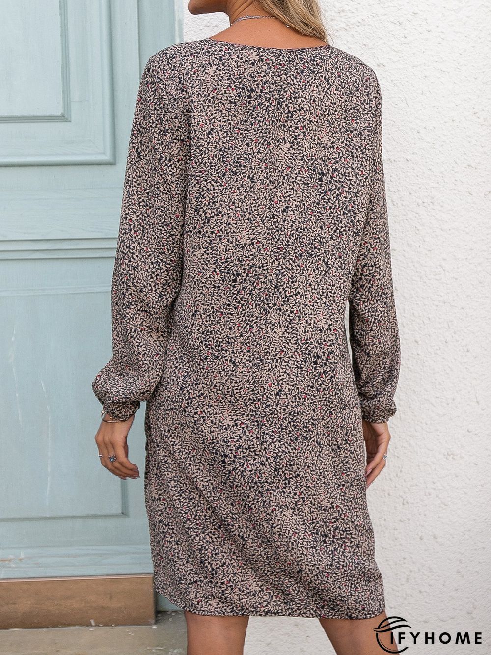 Vintage V Neck Long Sleeve Casual Women Dress | IFYHOME