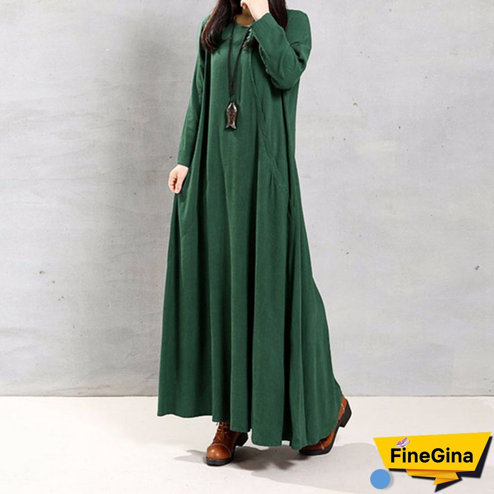 Zanzea Women Autumn Winter Kaftan Caftan Abaya Flare Plus Size Maxi Dress Maxi Dress