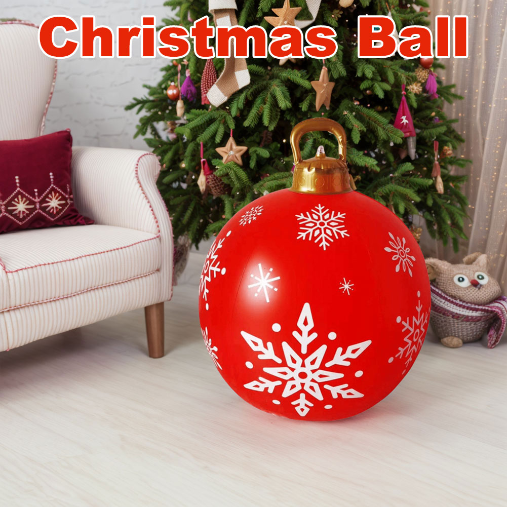 Tegooe 24 Inch LED Lighted Inflatable Christmas Ball - Giant PVC Outdoor Decor
