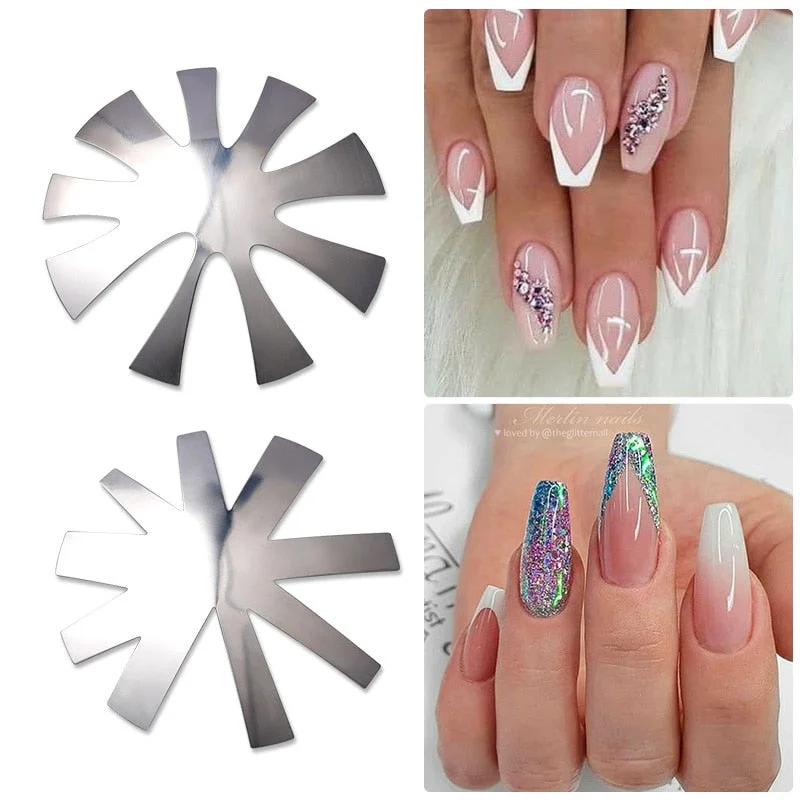 French Smile Cut V Line almond shape Tips  Edge Trimmer Nail Cutter Acrylic White French Mold Manicure Nails  Art Tools-Nail Inspo