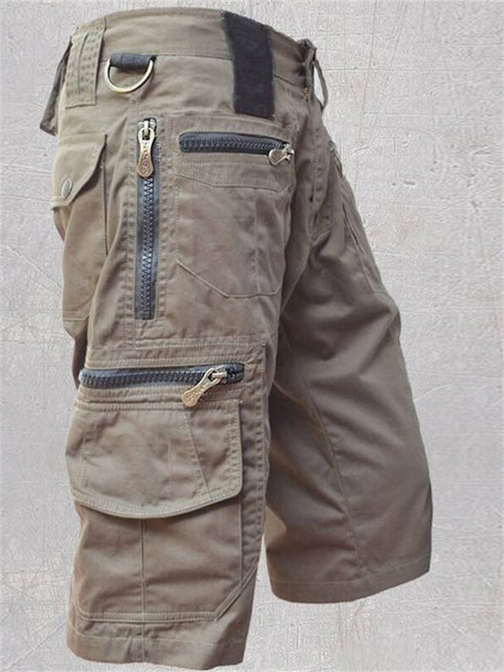 Men's Shorts Cargo Shorts Multiple Pockets Casual Daily Micro-elastic Breathable Outdoor Sports Solid Color Mid Waist Green Black Light Brown M L XL