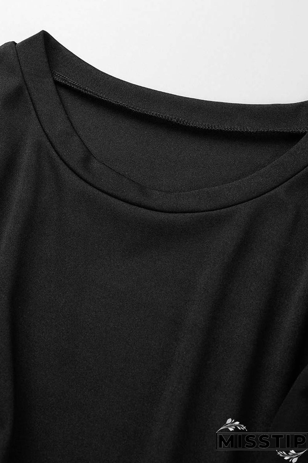 Black Casual Solid Patchwork O Neck Princess Dresses