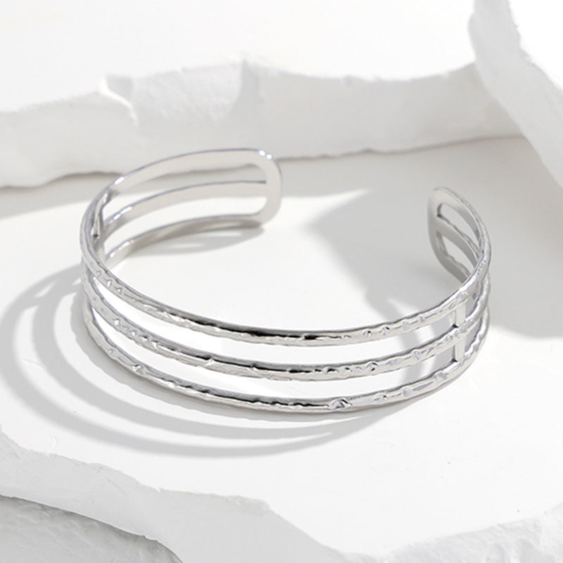 Stripe Stainless Steel Electroplating Bangles